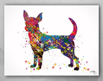 Chihuahua Dog Print, Colorful Watercolor Pet Portrait-264