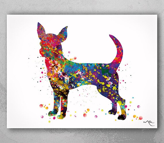 Chihuahua Dog Print, Colorful Watercolor Pet Portrait-264