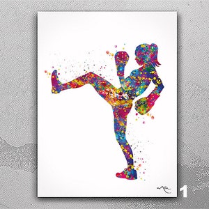Muay Thai Boxing Woman Watercolor Print Fight Sports Art Girl Martial Art Female Wall Art Sports Room Poster Wall Hanging Sports Poster-2675