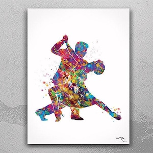Watercolor Latin Dance Print, Ballroom Couple Wall Art-370