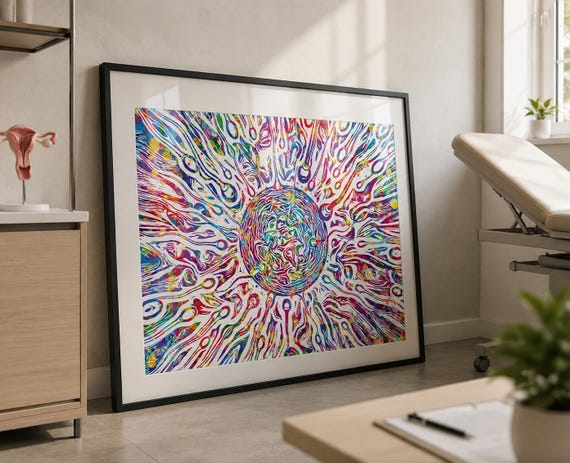 Fertilization Watercolor Print, Gynecology Medical Art-2102