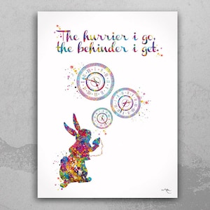 Alice in Wonderland Print, White Rabbit Watercolor Art-158