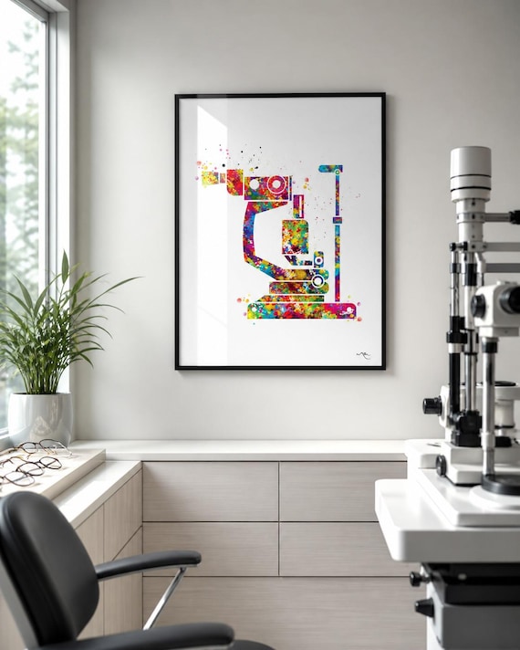 Slit Lamp Watercolor Print, Ophthalmology Eye Clinic Art-731