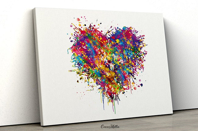 Heart Watercolor Art Love Gift Valentine's Day Gift Wedding Art Engagement  Gift Art Print by LotusArt