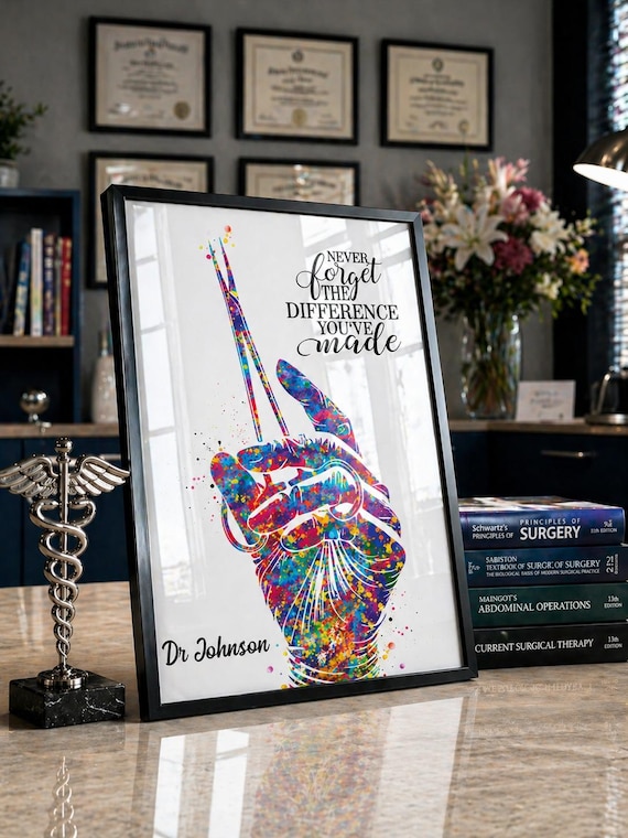Personalized Surgeon Watercolor Art Print, Medical Graduation Gift-2946
