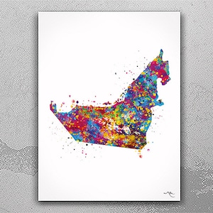 United Arab Emirates Map Watercolor Print Travel Gift Dubai Wedding Wall Art Decor Housewarming Gift Home Decor Office Wall Hanging-2738