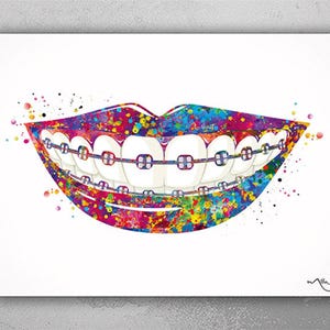 Tooth Bracelet Dentist Art Watercolor Print Tooth Teeth Anatomical Dental Office Dentistry Dental Art Implant Orthodontic Orthodontist-560