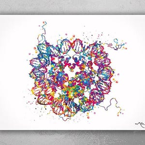DNA Crystal Structure of Nucleosome Watercolor Print Genome Poster Medical Art Office Decor Scientist Wall Art Gift Genetic Laboratory-2566