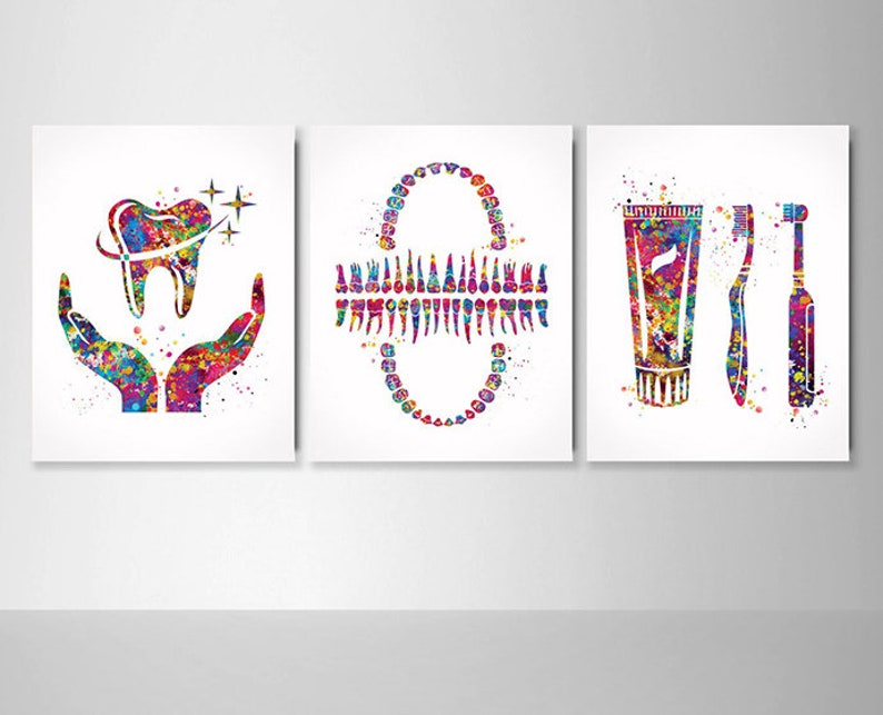 Dental Hygienist Gift Set Watercolor Print Dental Gift Decor Etsy