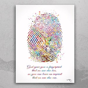 Fingerprint Quote Watercolor Print Finger Print Poster Inspirational Motivational Quote DNA Art Gift Typography Office Wall Art Decor-1377