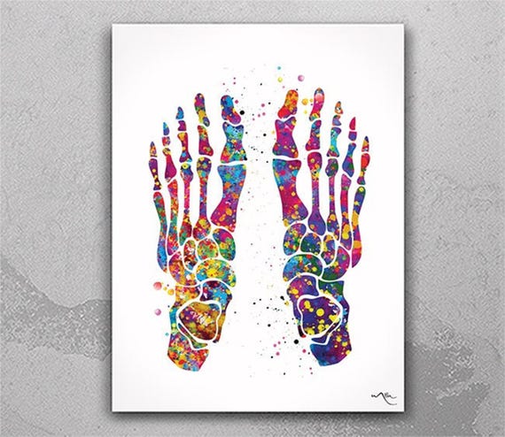 Foot Bones Watercolor Print, Anatomy Art, Medical Decor-1004