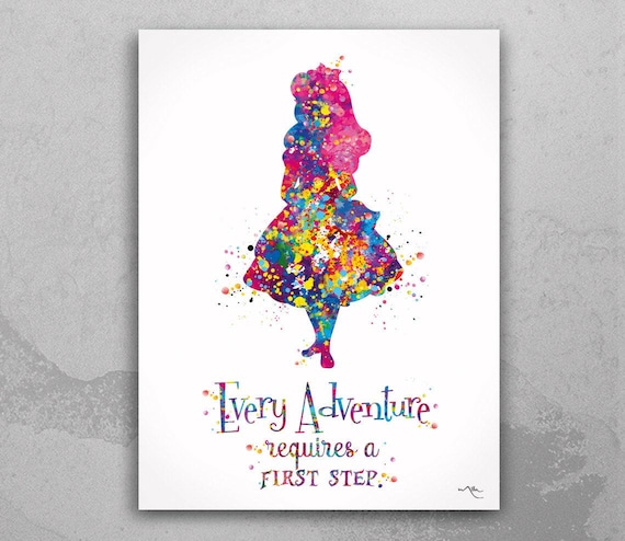 Alice in Wonderland Watercolor Print, Inspirational Nursery Art-637