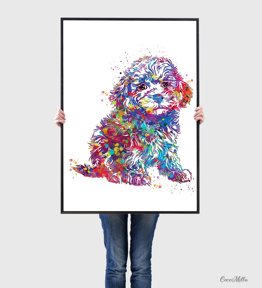 Toy Poodle Watercolor Print Dog Art Custom Dog Portrait Pet Etsy UK