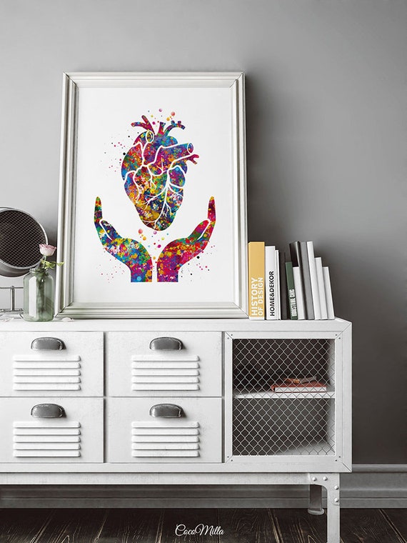 Wall Hangings Heart Health Watercolor Print Medical Art Anatomy ...