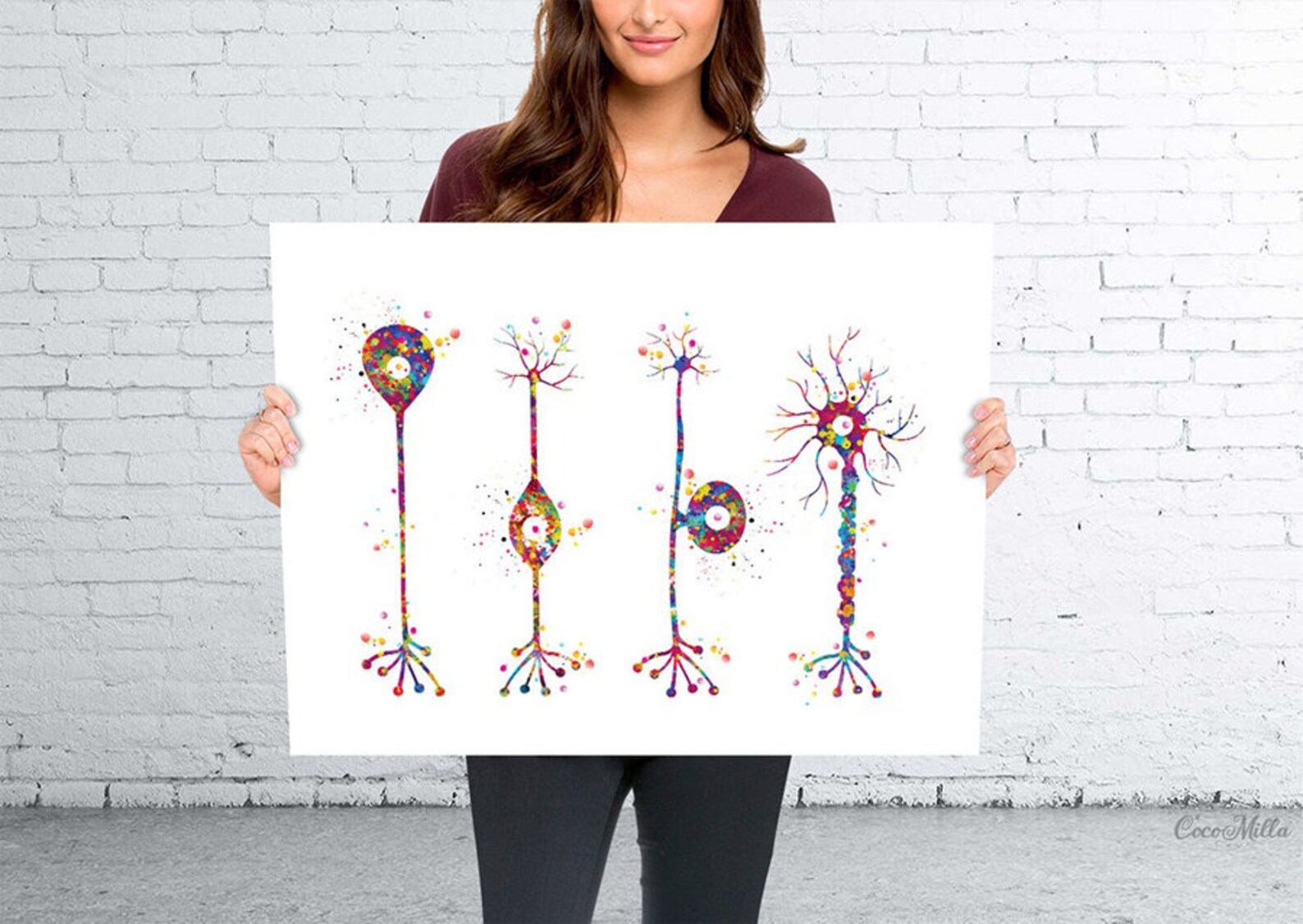 Neuron Basic Types Watercolor Print Motor Neurotransmitter | Etsy