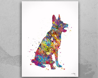 German Shepherd Dog Watercolor Print Dog Gift Pet Personelized Gift Dog Lover Puppy Dog Poster Dog Art Wall Hanging Wall Decor Wall Art-684