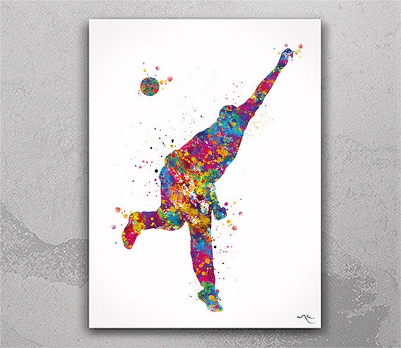 Watercolor Cricket Player Print, Sport Wall Art-2510