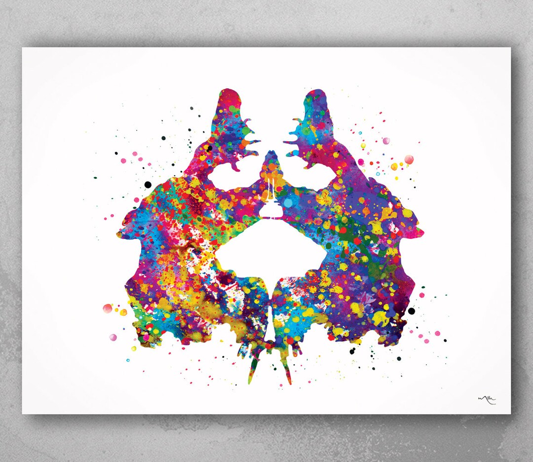Rorschach Inkblot Test Card 2 Watercolor Print Psychology Psychiatry ...