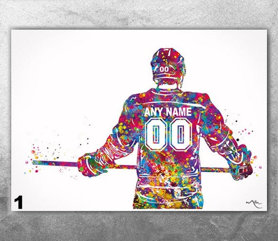 Personalized Ringette Player Watercolor Print, Sports Room Decor-2630