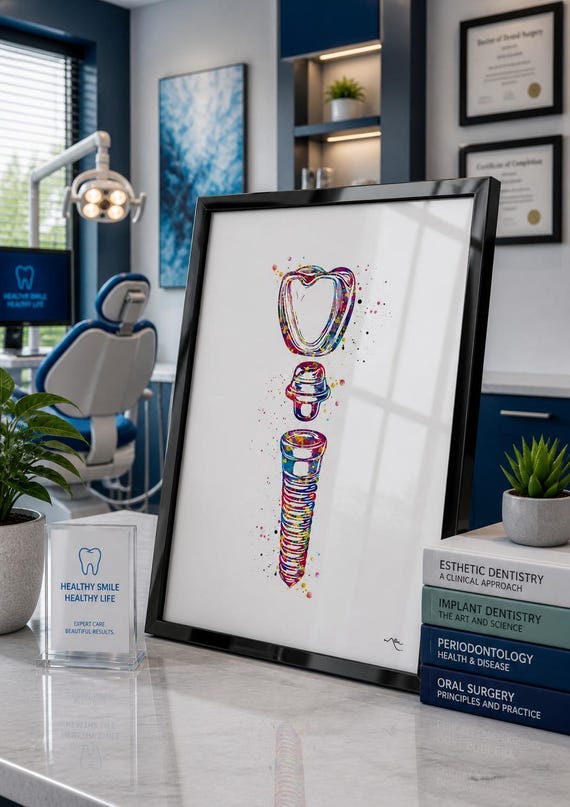 Dental Implant Watercolor Art Print | Dentistry Student Gift-317