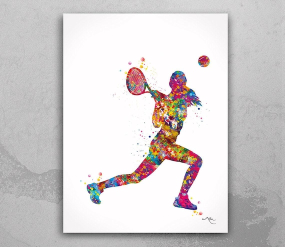 Tennis Player Girl Watercolor Print Female Tennis Gift Art Wall Art Wall Decor Tennis Player Woman Home Decor Girl Sport Wall Art-2073
