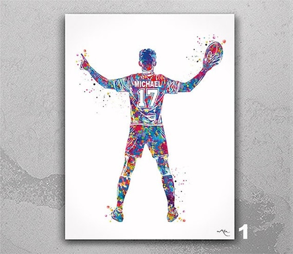 Personalized Rugby Player Watercolor Print, Rugby Gift-2559