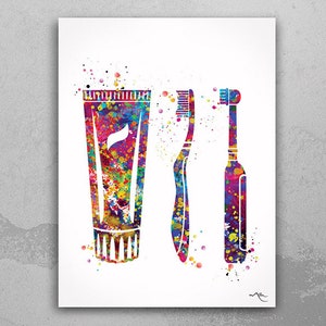 Dental Care Tools Watercolor Print Tooth Medical Art Surgeon Dental Clinic Decor Gift Dental Dentist Dentistry Office Dental Hygienist-691