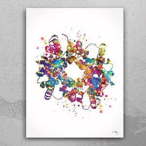 Hemoglobin Watercolor Print Blood Histology Art Science Gift Hematology Medical Art Blood Cells Wall Art Office Laboratory Clinic Decor-1274