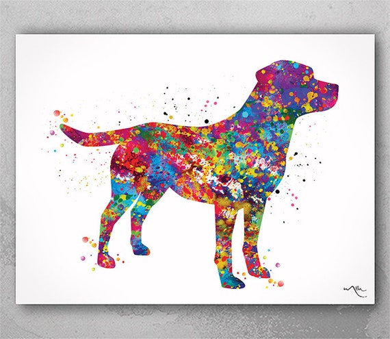 Labrador Dog Watercolor Print: Colorful Pet Portrait Art-773