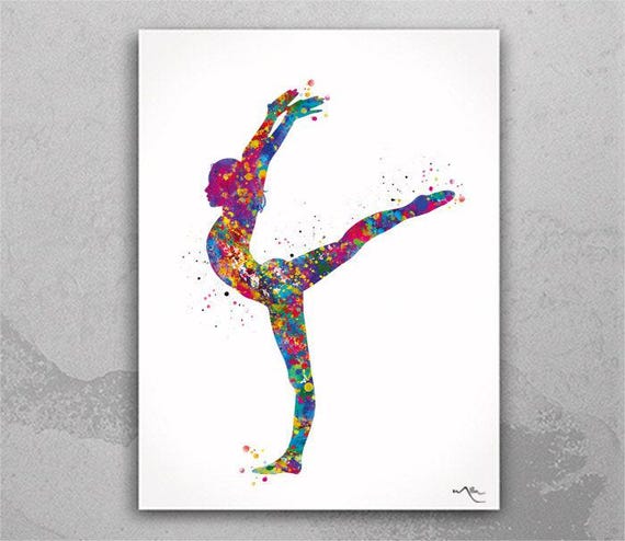 Gymnastics Girl Watercolor Print: Colorful Sports Art-2438