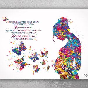 Pregnant Woman Quote Watercolor Print Pregnancy Mom Gift Butterfly Obstetrician Nursing Baby Shower New Mum Mother Gift Midwife Gift-2644