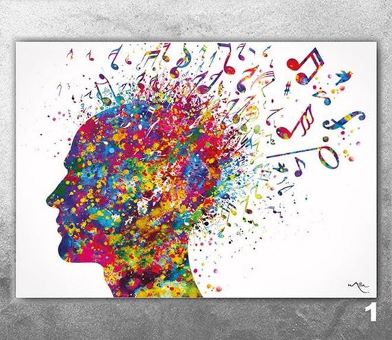 Music Notes Watercolor Print | Treble Clef Musician Gift-2897