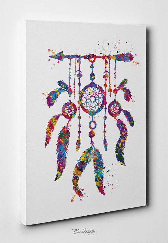 Dreamcatcher Watercolor Print Bedroom Decor Wall Art Wall - Etsy UK