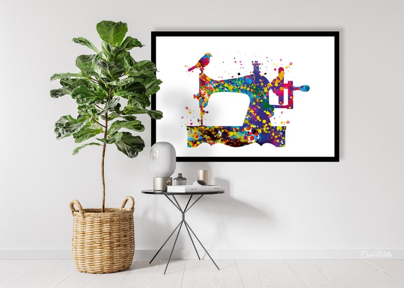 Sewing Machine Watercolor Print Wall Art Seamstress Sewing Room Housewarming Gift Craft Room Decor Wall Decor Tailor Decor Wall Hanging-185 image 6