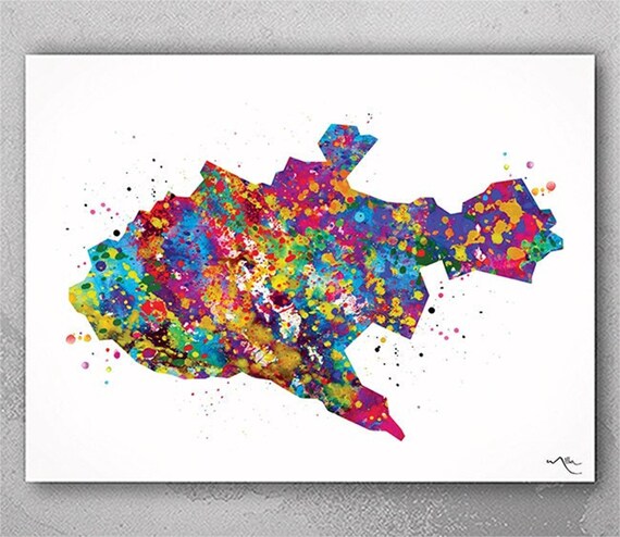 Nairobi Map Watercolor Art Print, Kenya City Wall Decor-573