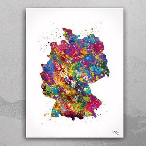 Germany Map Watercolor Print Deutschland Anniversary Honeymoon Wedding Gift Travel Art Country Map Wall Decor Home Decor Wall Hanging-1404