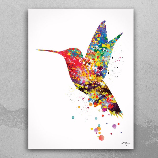 Hummingbird Watercolor Print Housewarming Gift Positive Gift Wedding Gift Wall Art Poster Giclee Wall Decor Art Home Decor Wall Hanging-42