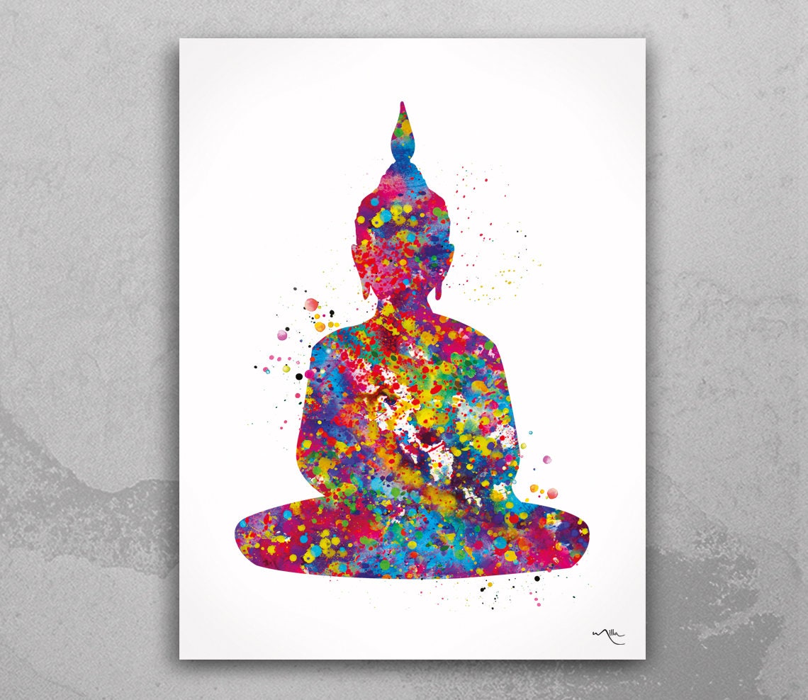 Discover Buddha Watercolor Print Yoga Pose Housewarming Gift Wall Art Poster