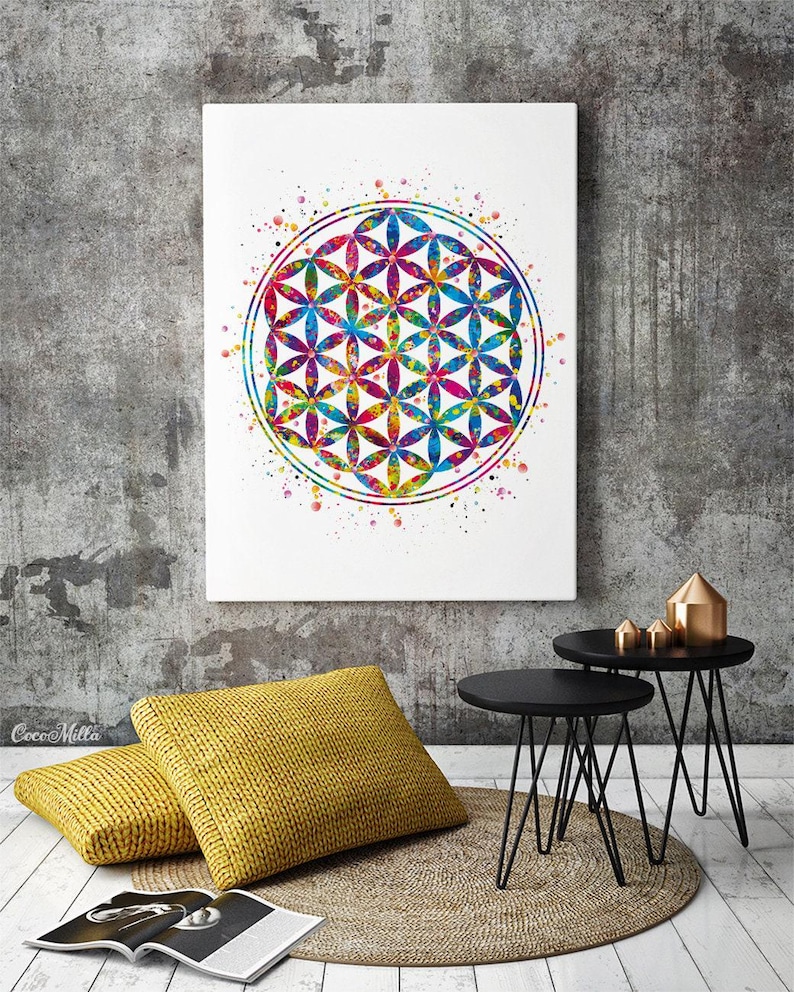 Flower of Life Watercolor Print, Sacred Geometry Wall Art-494 - Etsy