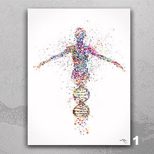 DNA Human Watercolor Print dna art Medical Wall Art Nurse Gift Medical Art Science Art Dorm Gift for Doctor Laboratory Decor Biology-1021