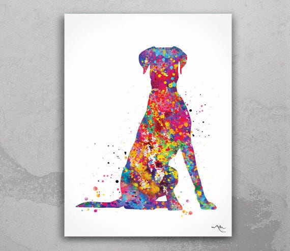 Doberman Dog Watercolor Art Print, Pet Memorial Gift-1850-1850