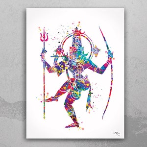 Lord Shiva, Shiva Watercolor Print, Shiva, Hinduism Art, Religion Art, God Art, Home Decor, Wall Hanging, Buddha Art, Yoga, Buddhism Art-872