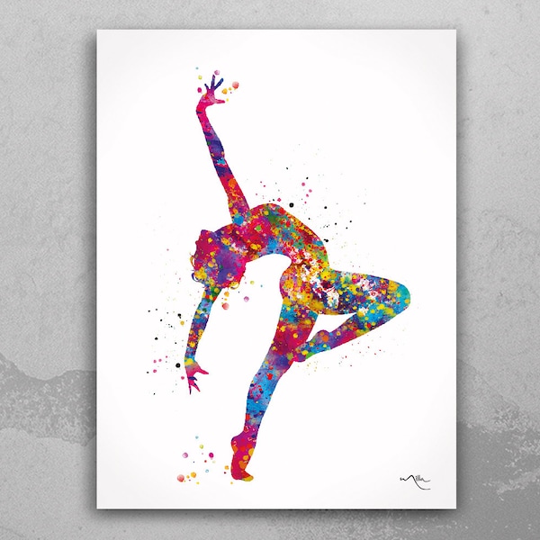 Lyrical Dance Watercolor Print Modern Dance Ballroom Dance Studio Decor Contemporary Dancer Ballerina Wall Art Ballet Gift Wall Hanging-1930