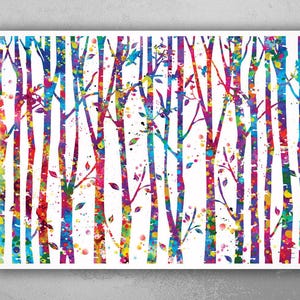 Trees Watercolor Print Nature Print Branches Forest Painting Forest Office Decor Wedding Gift Home Decor Wall Art Nursery Wall Hanging-307