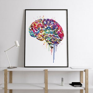 Brain Anatomy Watercolor Print Medical Art Science Art Wall Decor Wall ...