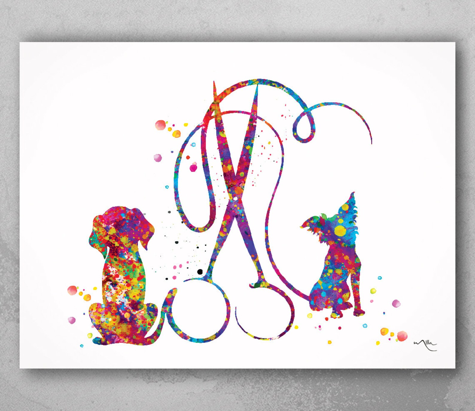 Dog Grooming Watercolor Print Dog Groomers Salon Wall Art Dog Etsy UK