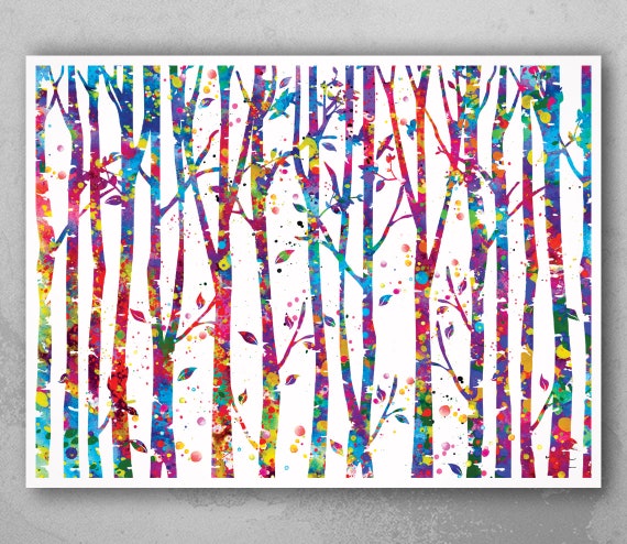 Wall Print Österreich Office Painting Watercolor Forest Wall Decor Print Forest Wedding - Art Nursery Branches Trees Hanging-307 Decor Gift Nature Home Etsy