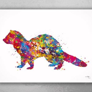Ferret Watercolor Print Animal Wall Art Nursery Wall Art Domestic Animal Art Kids Room Stoat Ferret Wall Hanging Ferret Weasel Ermine-861