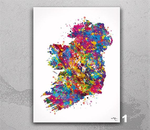 Ireland Watercolor Map Art Print, Irish Home Decor-391