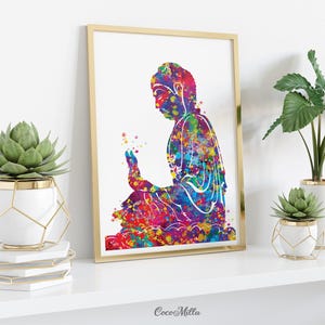 Buddha Yoga Pose Watercolor Print Wall Art Poster Buddhism Meditation ...